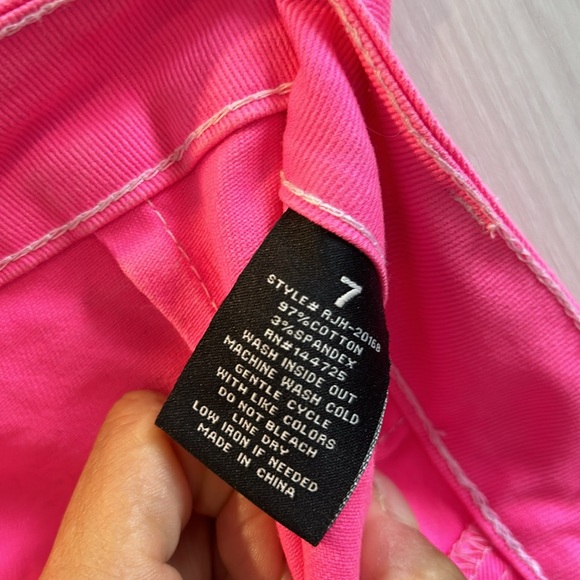 Neon hot pink Relaxed American Bazi strap Carpenter Jeans size 7 (28) grunge - Picture 9 of 10